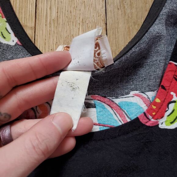 Vintage 90s Tropical Drinks Trapeze Swing Short Sleeve Mini Dress Colorful - Picture 10 of 14